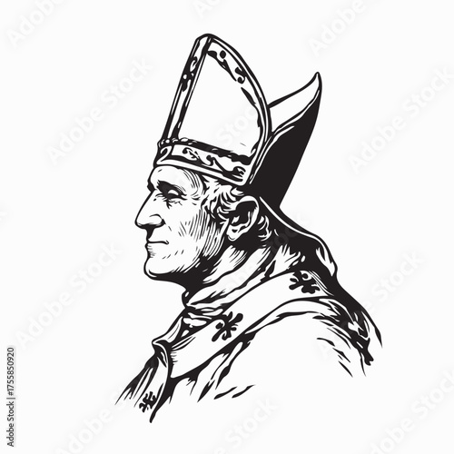 Priest bishop medieval vector Image Isolated on white background