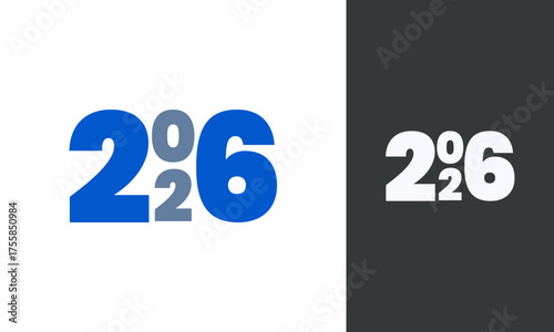 Year 2026 Logo, Modern Number Design, Elegant Digital Mark, Isolated White on Black