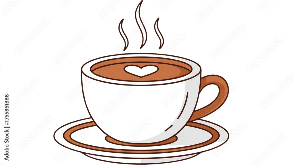 Obraz premium Cup of Coffee with Heart - Vector Illustration for Coffee Lovers