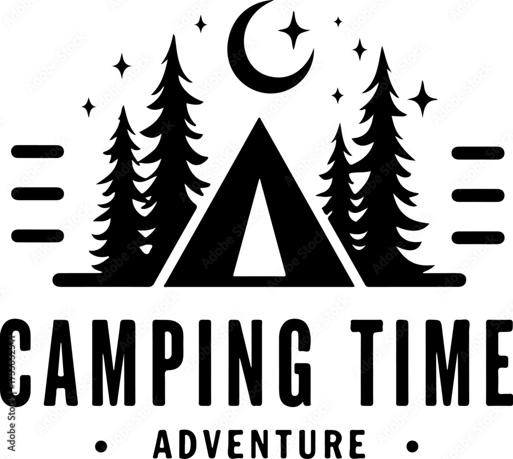 Obraz premium Camping Time Adventure Badge Vector 