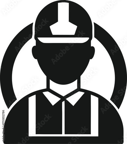 Security guard black and white vector illustration