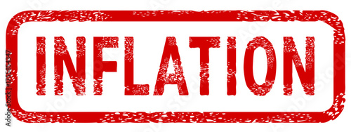 Dirty red stamp mark "INFLATION" surrounded by a rounded frame (cut out)