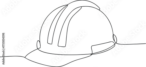 Single line drawing of a hard hat safety helmet construction