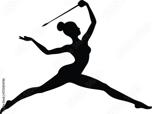  a Baton Twirler in Dance Pose silhouette vector