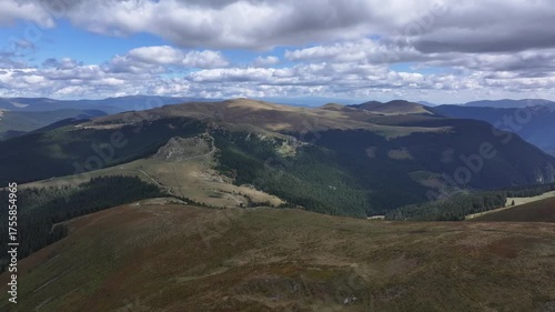 Aerial view of Parâng Mountains – Transylvania landscape from above - Romania