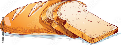 Golden brown loaf sliced with light beige interior and crusty edges bread baked