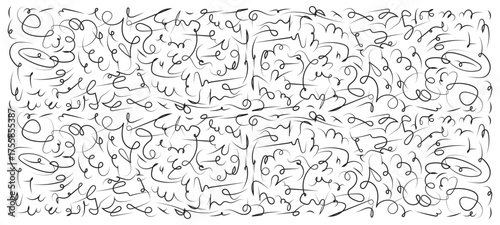 Seamless Abstract Line Doodle art Pattern. Continuous Hand Drawn Curvy Swirl Background Design. Hand Drawn Scribble Texture Background