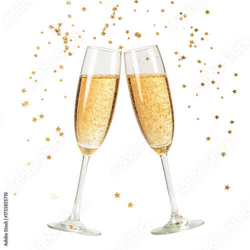 Wallpaper Mural Champagne Glasses Toasting with Golden Stars PNG Torontodigital.ca