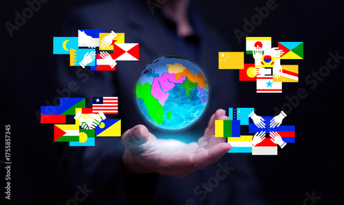 A conceptual image showing global multilateral cooperation. International partnership and balance of power. Perfect for business, diplomacy, and global collaboration concepts.