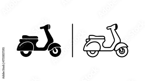 Classic Vintage Scooter Icon Set Vector Illustration