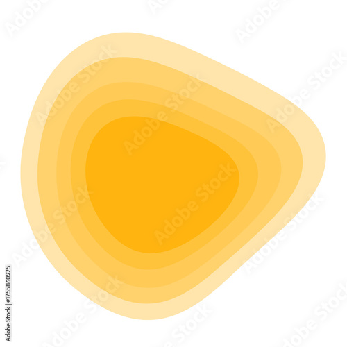 abstract layered shape in shades of yellow and white on a transparent background
