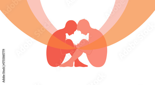 Connection and Empathy Silhouettes of Two People Huddling