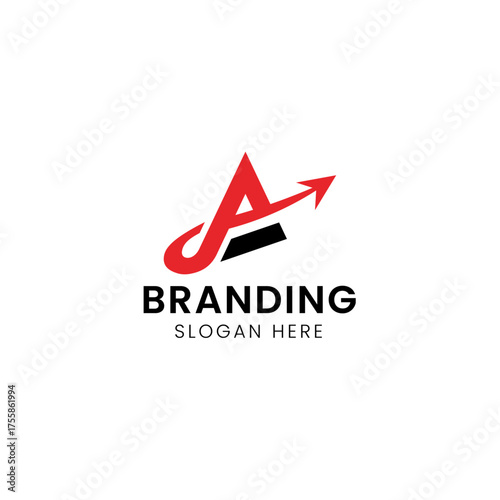 Typography letter A with arrow logo