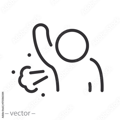 bad smell icon, stench, stinks of sweat, stinky, thin line vector illustration