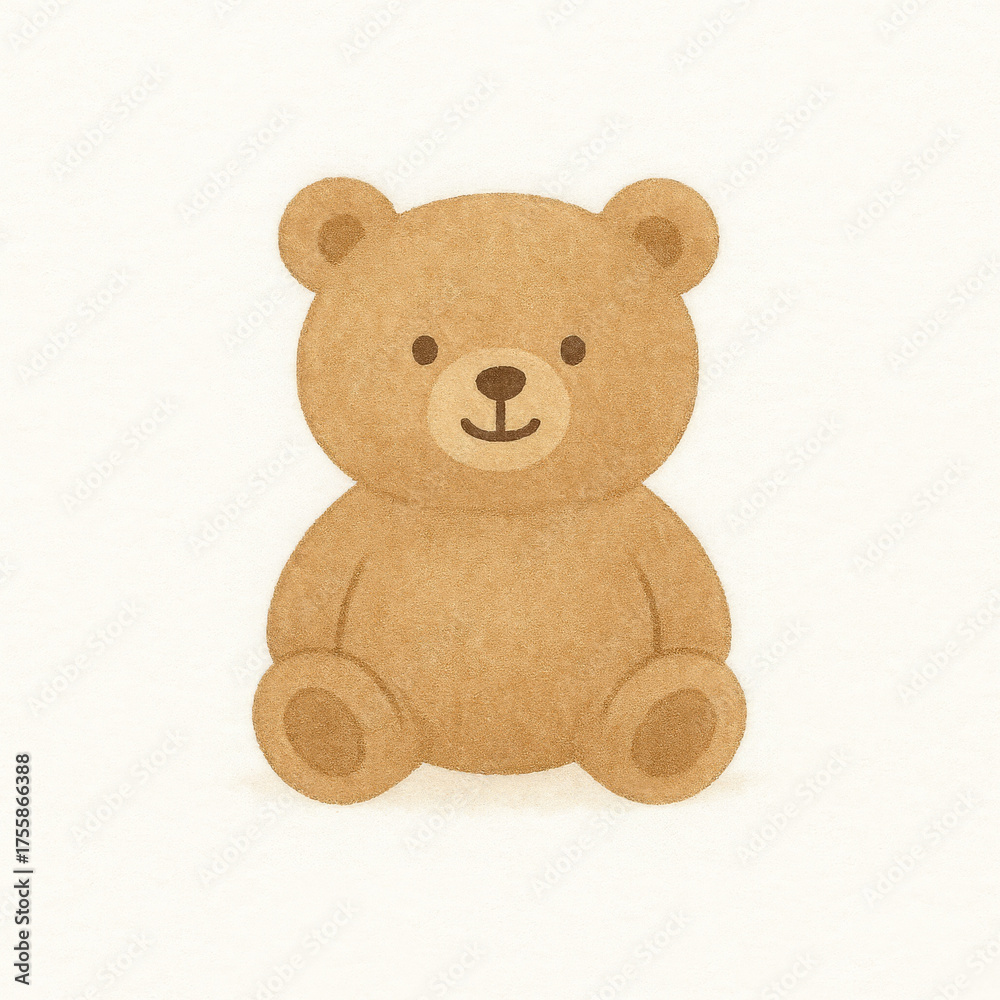 Fototapeta premium Brown teddy bear toy animal sits smiling with happy cute innocence