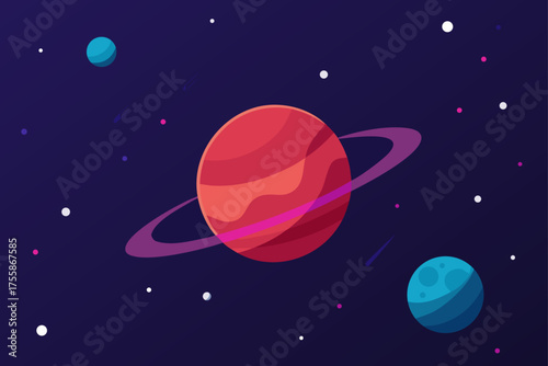 Starfield with Planet in Distance Space Vibes Design