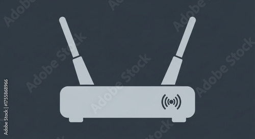 Illustration of a wifi router with two antennas emitting signals, symbolizing wireless internet connectivity and network communication