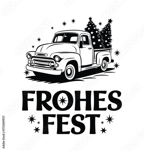 “Vintage Truck Frohes Fest Design”