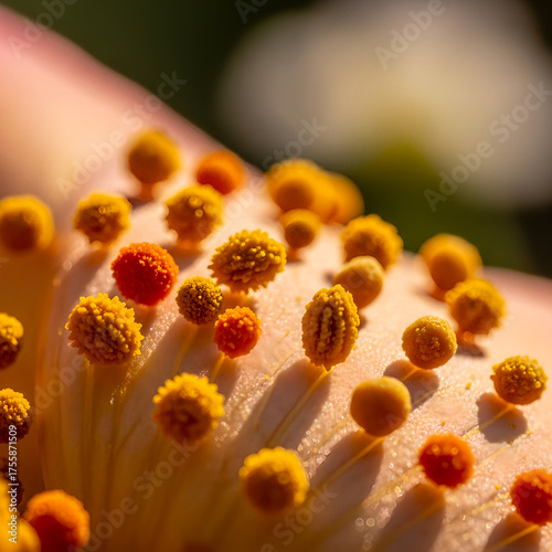 Close Up of Orange and Yellow Flower Pollen Macro Photography
