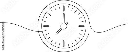 Simple line drawing of a clock with wavy lines time
