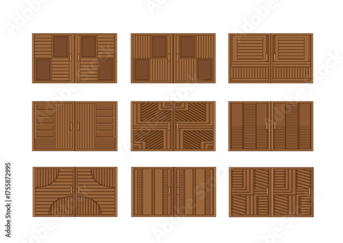 wooden window with glass design on white background illustration vector