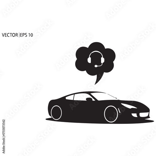 Black sports car with a thought bubble showing a frustrated face