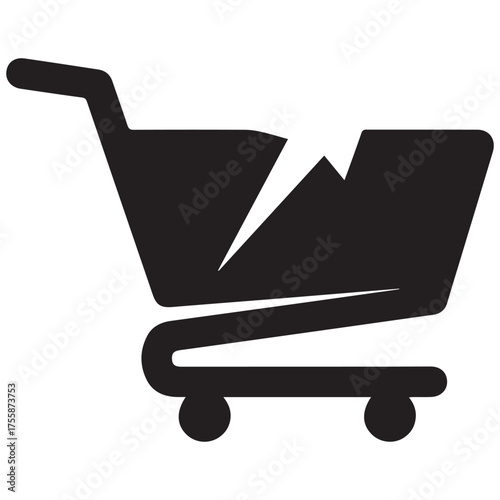 Broken shopping cart icon symbolizing e commerce problems