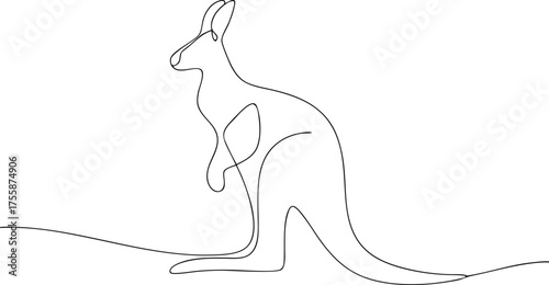 Single line drawing of a kangaroo standing marsupial