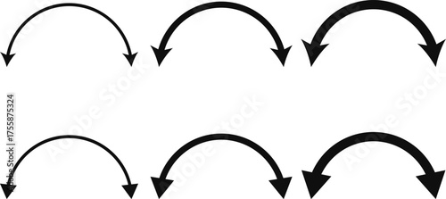 dual sided curve arrow icon set. Double headed curved arrow symbol.  Semicircular curved. Replaceable design. two side arrow icons