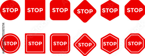 Stop sign icon set. Stop sign symbol. Ban icons. stop traffic symbol. traffic regulatory warning stop symbol
