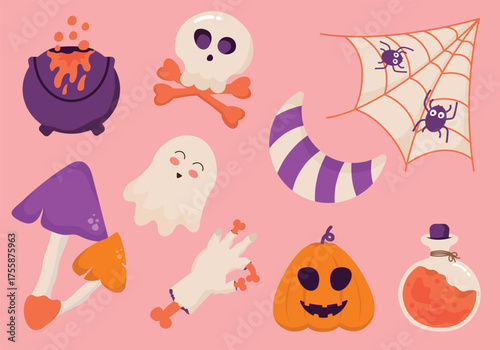 Cute Halloween spooky element collection