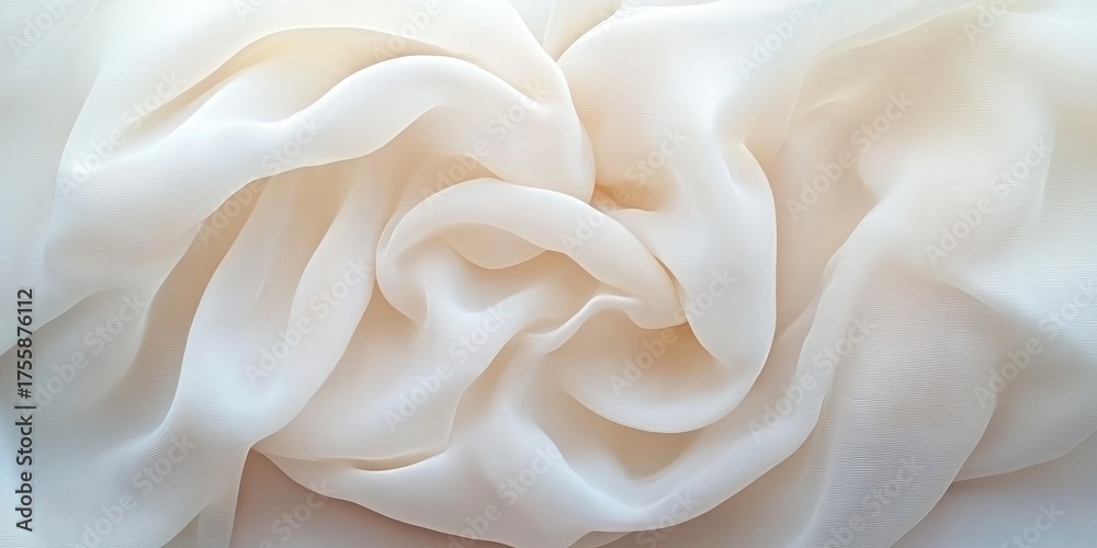 Fototapeta premium Elegant Delicate Ivory Fabric Drape Showcasing Luxurious Texture and Serene Aesthetic for Design Use