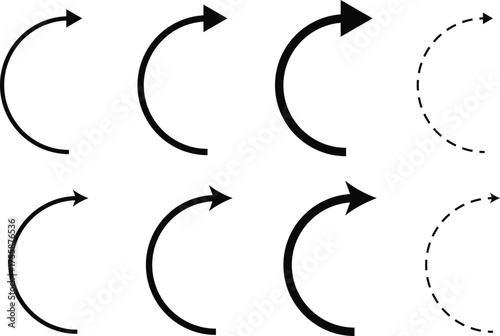 curved arrow set. Direction symbol. suggests forward movement. Hand drawn arrow collection. Arrow indicated the direction symbol
