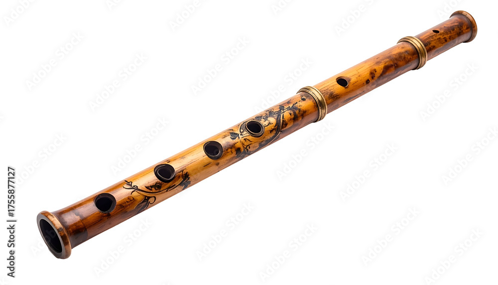 Fototapeta premium Detailed image of a bamboo wind instrument