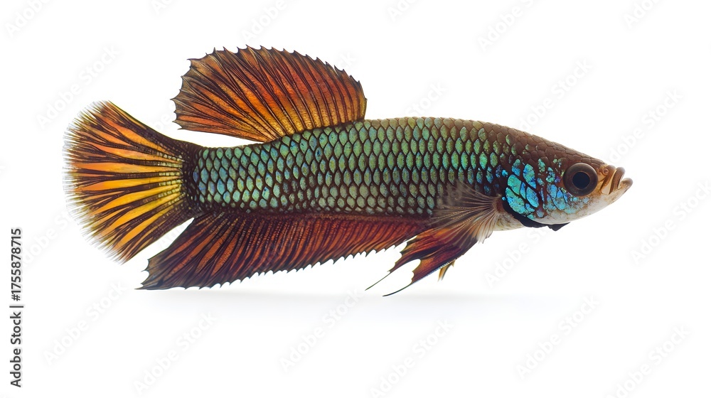 Fototapeta premium Colorful Aquarium Fish with Vibrant Fins and Iridescent Scales