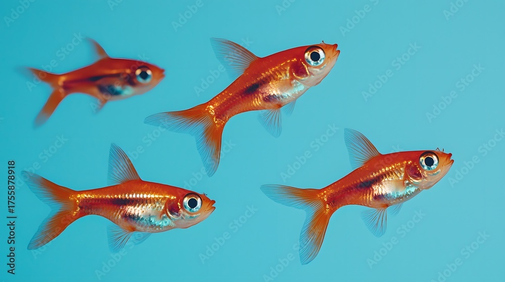 Naklejka premium Beautiful Goldfish Swimming Gracefully in Clear Blue Water