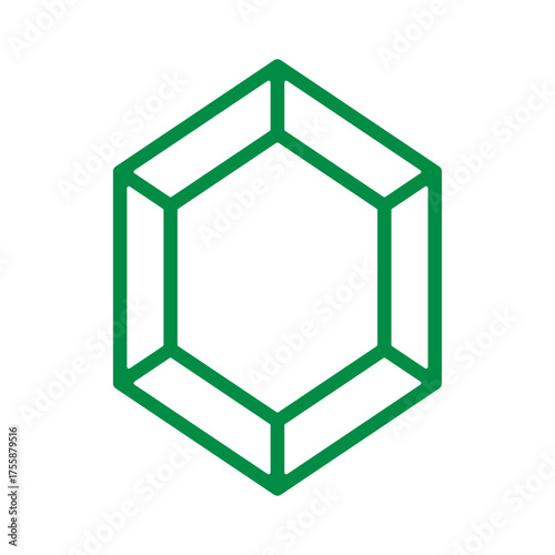 Emerald simple green line icon isolated on a white background vector illustration. Flat vector design. Jewelry, gem, shop, luxury and rich symbol sign. Outline smaragd symbol. Jewelry logo design.
