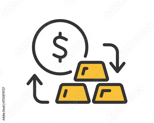 Dollar and Gold Exchange Icon – Investment and Finance Vector Illustration