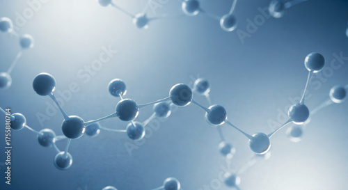 Abstract Molecular Structure with Connected Spheres on White Background, generative ai
