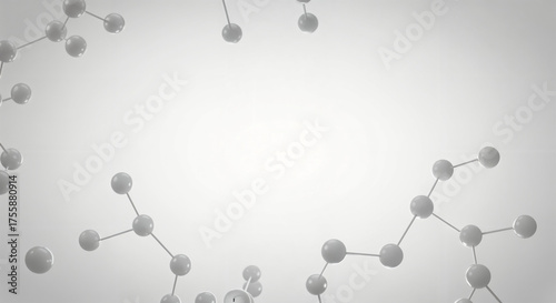 Abstract Molecular Structure with Connected Spheres on White Background, generative ai
