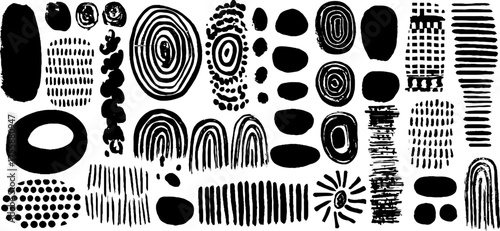 Abstract geometric composition with circles, arcs, and dots for modern design