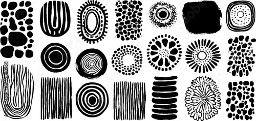 Abstract frame collection featuring lines, arcs, dots, and circular orbits for creative designs