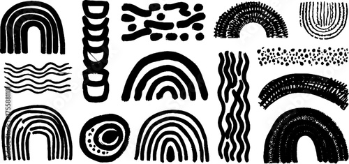 Abstract hand-drawn waves and arcs collection for creative designs