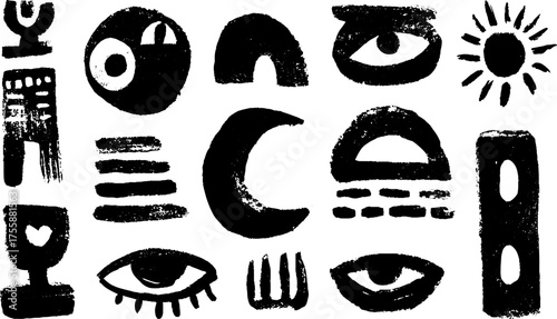 Yin yang and celestial symbols for balance and harmony design