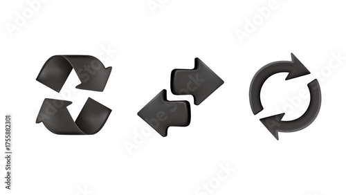 Transfer, swap, exchange, spin, flip concept. Data exchange. Circular arrow 3D render vector icon isolated on white background modern vector illustration