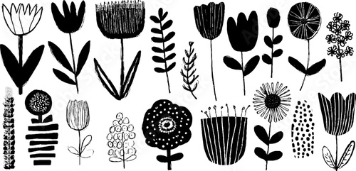 Flower festival theme with tulip, daisy, lily, hyacinth, peony designs for craft and decoration