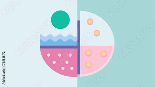 Before and After A splitscreen illustration showing regular skincare application on one side and nanoencapsulated delivery on the other highlighting increased absorption.