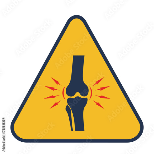 This striking warning sign effectively symbolizes knee joint pain and inflammation, highlighting the critical need for medical attention and orthopedic care.
