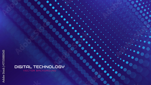 Blue Tech Digital Data Flow Vector Background. Big Data Technology Lines. Data Transmission Concept. High Speed Internet. Information Matrix Flow in Virtual Reality Cyberspace. Vector Illustration.