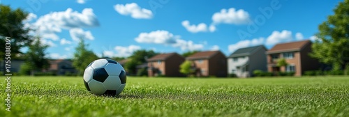 Dynamic Soccer Ball in Motion on a Lush Green Field, Celebrating the Joy of Outdoor Sports Fun